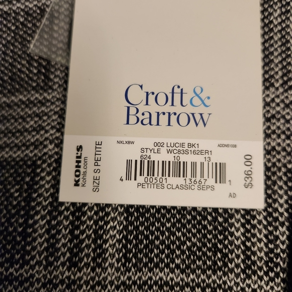 Pull Femme Croft & Barrow Taille XL - Rayures Noir Et Blanc, Manches Longues